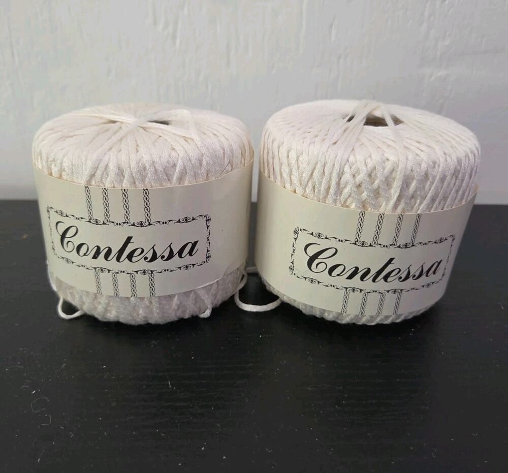 Lot 2 VTG Vendome Contessa White Silk Blend Yarn Italy Crochet Lace Thread